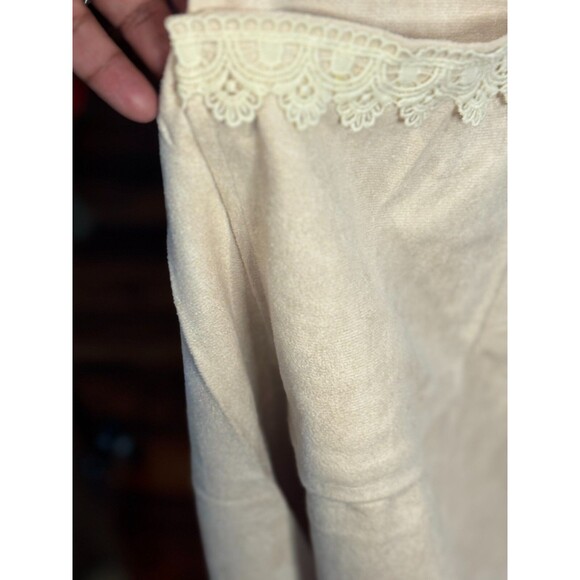 Origami boho lace sleeve pull over dress Nylon/spandex  Xl beige Cotagecore - Picture 6 of 13